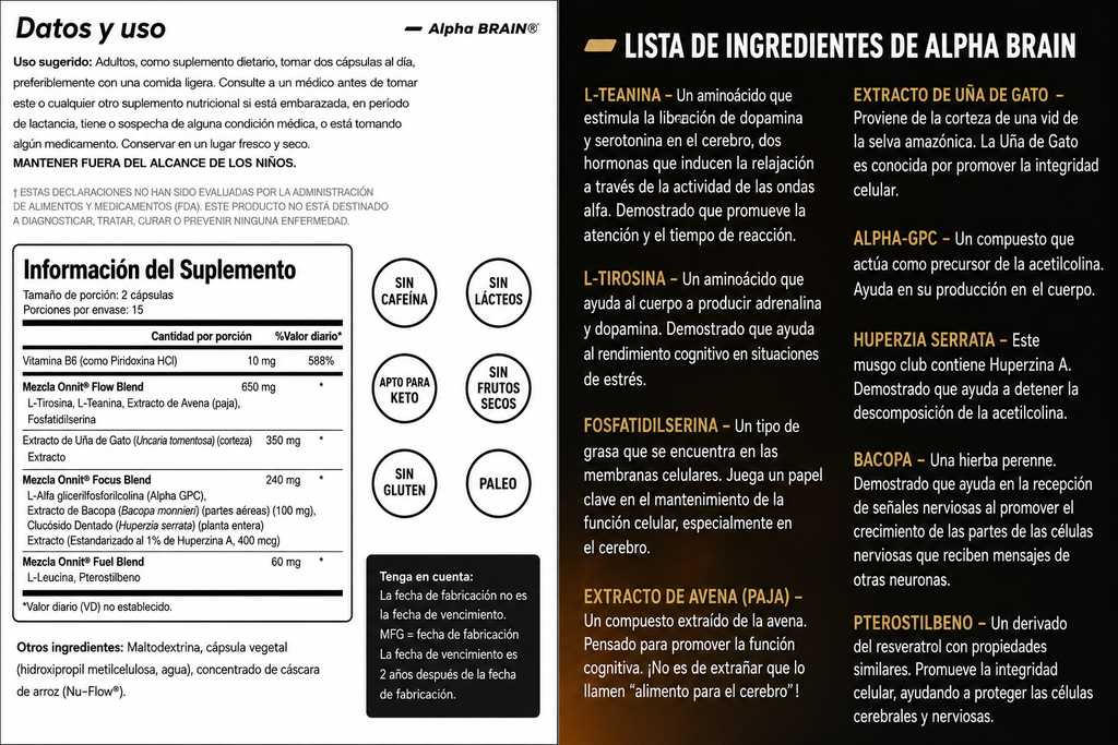 Suplemento memory & focus con L-teanina