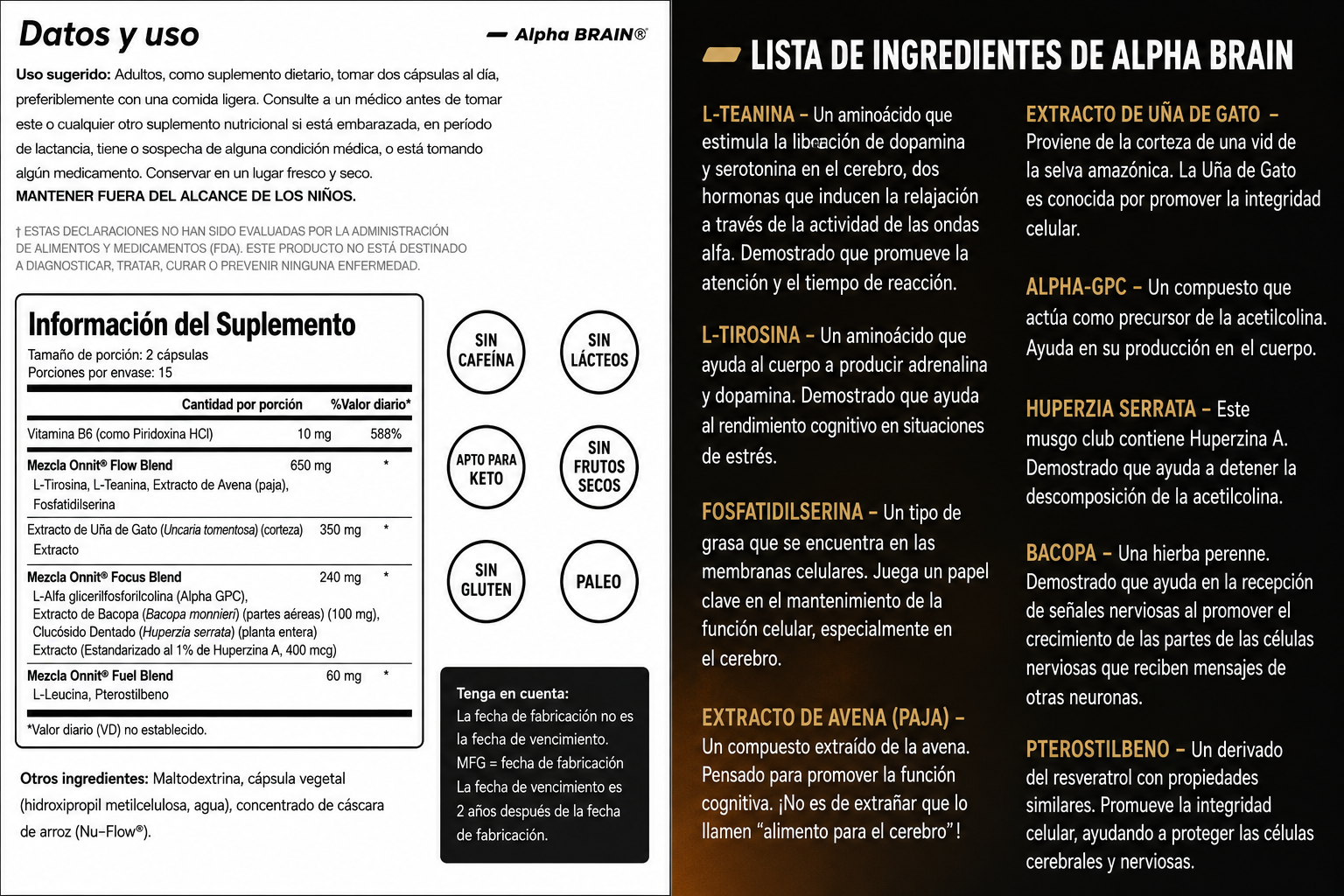 Suplemento memory & focus con L-teanina